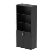 Impulse Open Shelves Cupboard - Black - Door Black - Homesplex