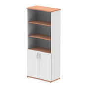 Impulse Open Shelves Cupboard - Beech & White - Door White - Homesplex