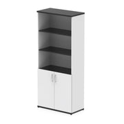 Impulse Open Shelves Cupboard - Black & White - Door White - Homesplex