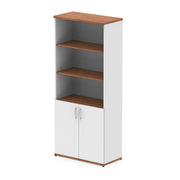 Impulse Open Shelves Cupboard - Walnut & White - Door White - Homesplex