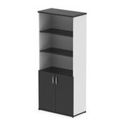 Impulse Open Shelves Cupboard - Black & White - Door Black - Homesplex