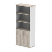 Impulse Open Shelves Cupboard - Grey Oak & White - Door Grey Oak - Homesplex