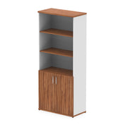 Impulse Open Shelves Cupboard - Walnut & White - Door Walnut - Homesplex