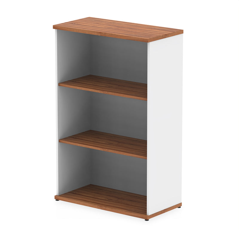Impulse Bookcase (Available in 4 Sizes) - Walnut & White - 1200 - Homesplex