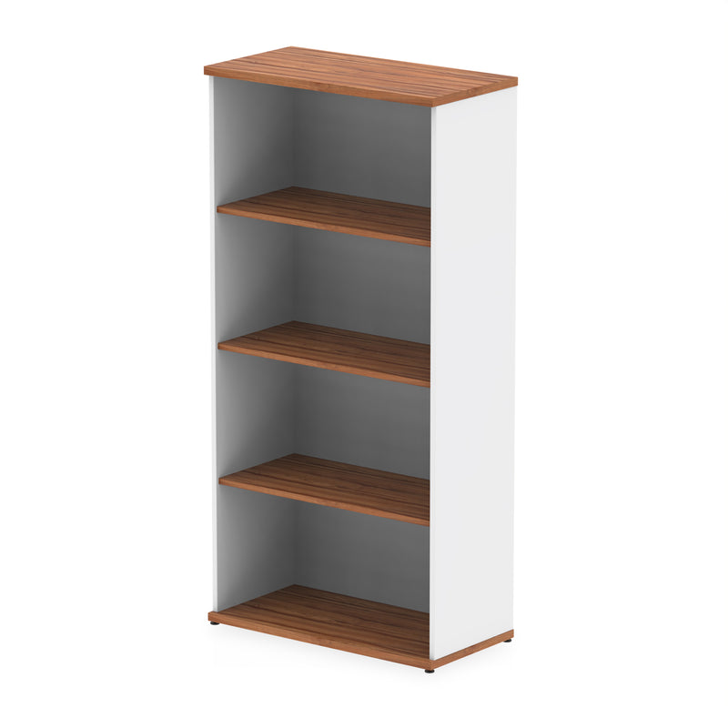 Impulse Bookcase (Available in 4 Sizes) - Walnut & White - 1600 - Homesplex