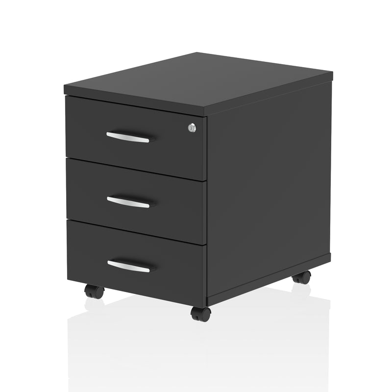 Impulse Mobile Pedestal - Black - 3 Drawer - Homesplex