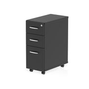 Impulse Narrow Under Desk Pedestal - Black - 3 Drawer - Homesplex