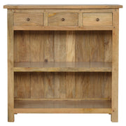 Country Style Low Bookcase in solid mango wood - front view