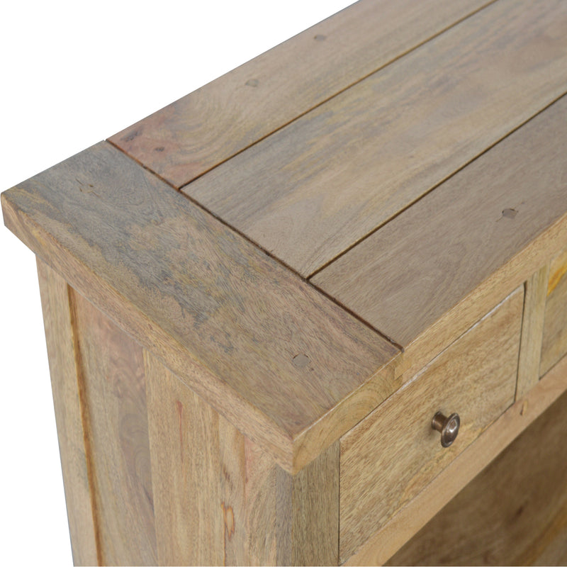 Country Style Low Bookcase - open shelf detail for books and ornaments