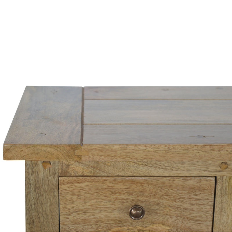 Country Style Low Bookcase - drawer with knob handle detail