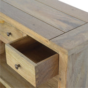Country Style Low Bookcase - wood grain and joinery close-up