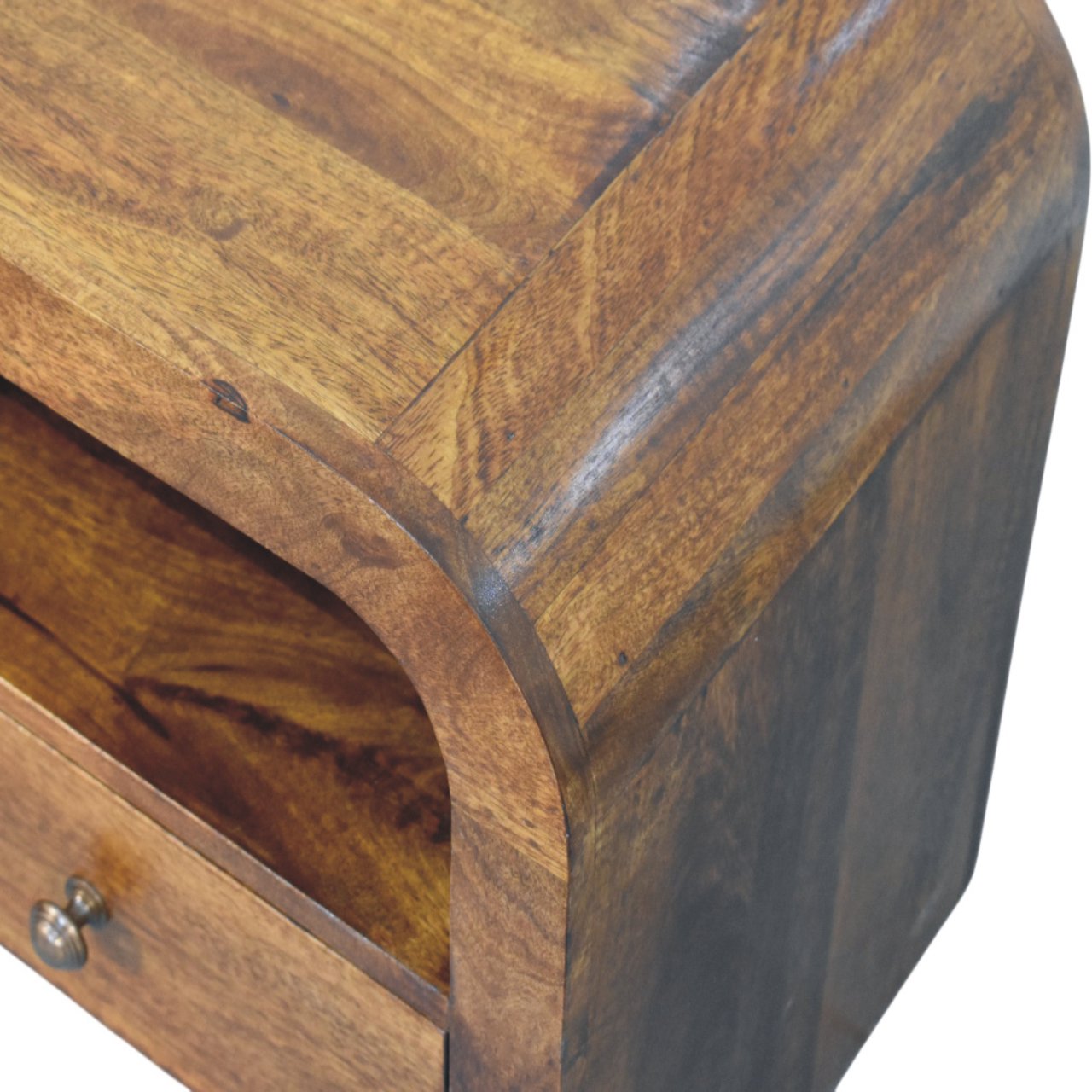 Darcy Chestnut Nightstand with Drawer and open shelf