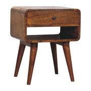 Avora Chestnut Nightstand with Drawer and open slot