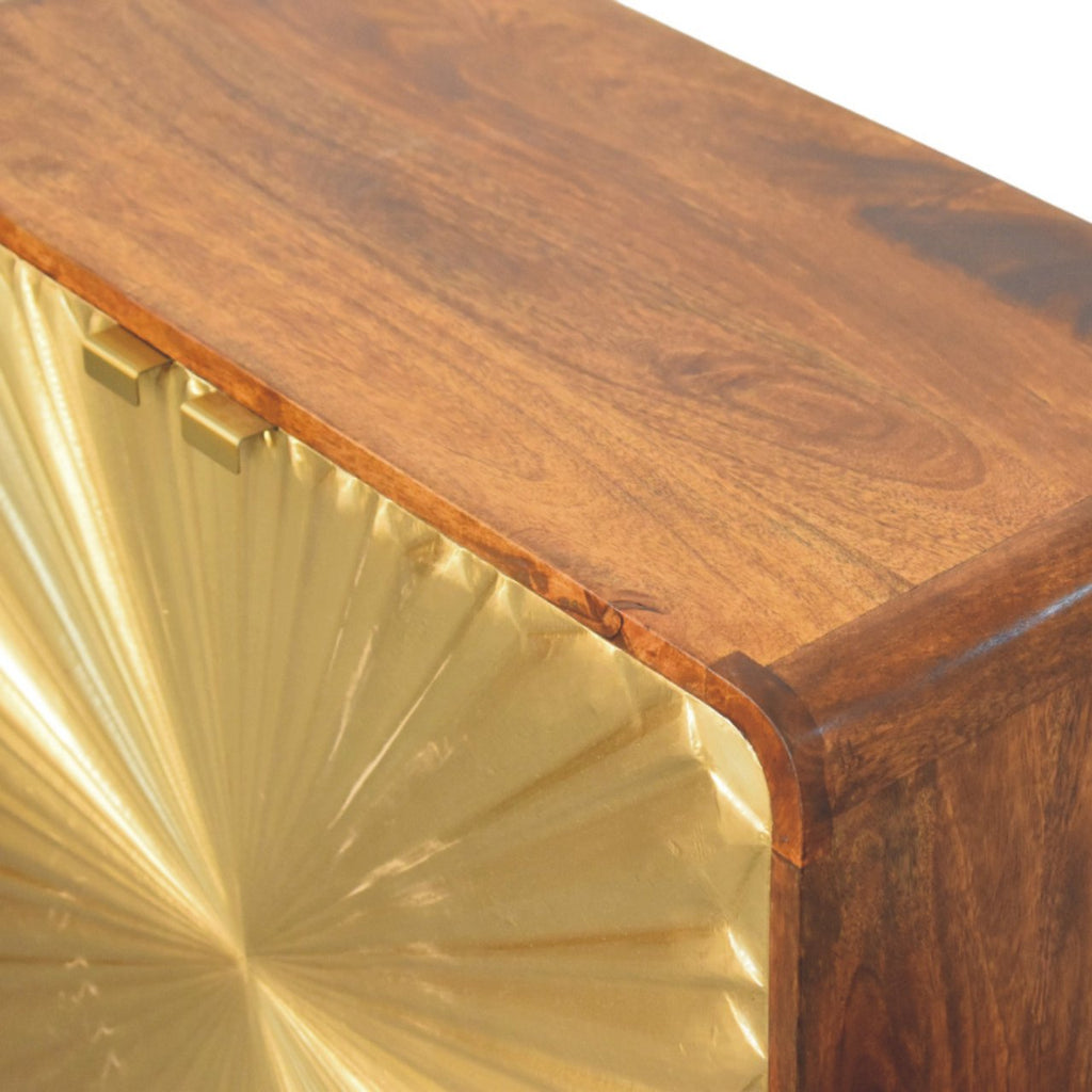 Avora Brass Embossed 2 Door Chestnut Cabinet