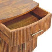 Solid Wood Curved Ribbed Bedside with Drawer