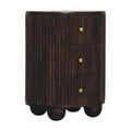 Curved Fluted 3-Drawer Bedside