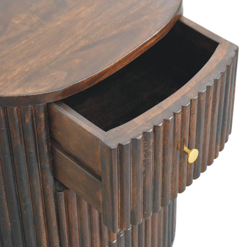 Curved Fluted 3-Drawer Bedside