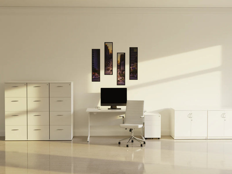 High Gloss Twin Cupboard With Credenza Top