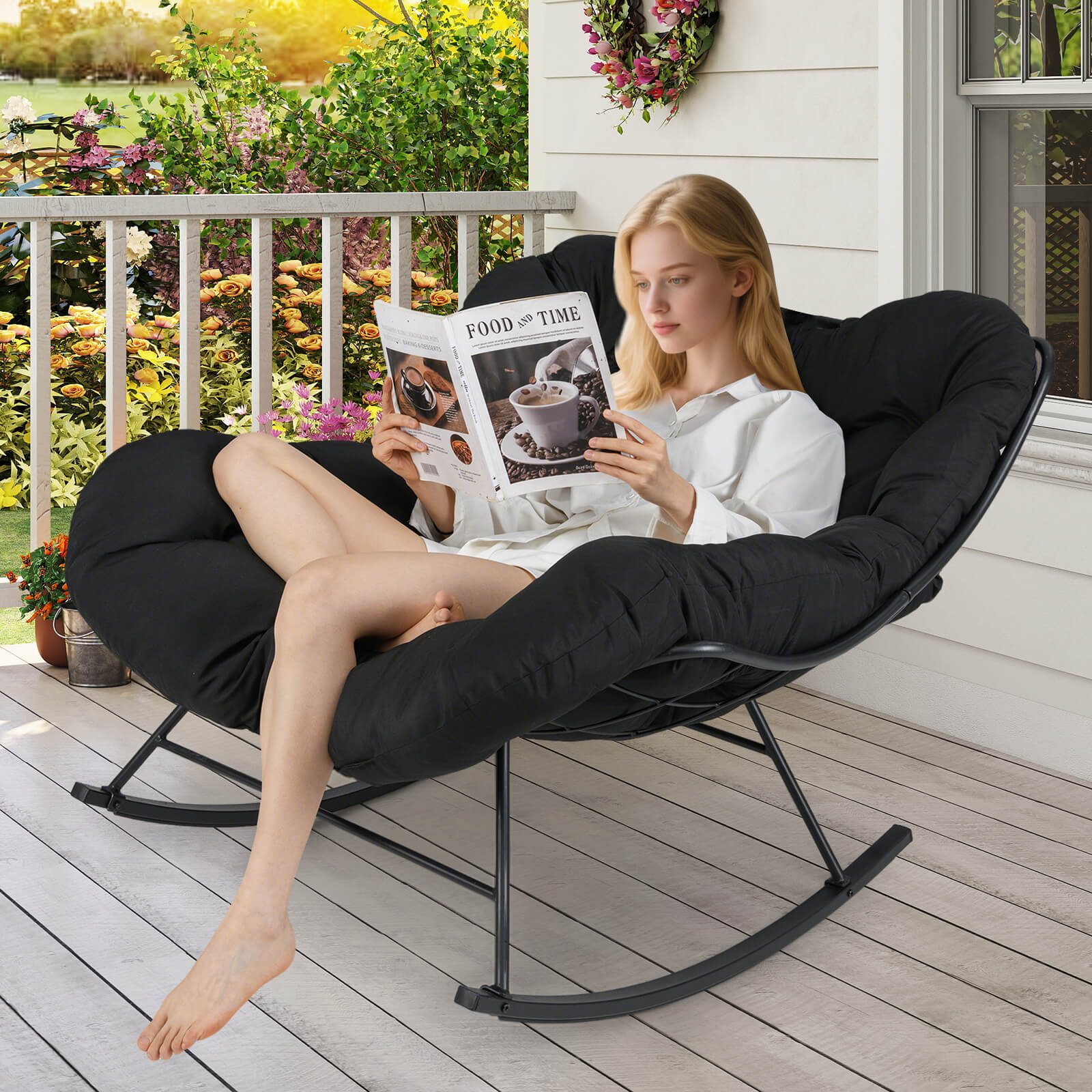 Indoor Outdoor Rocking Chair Oversized Egg Papasan Chair