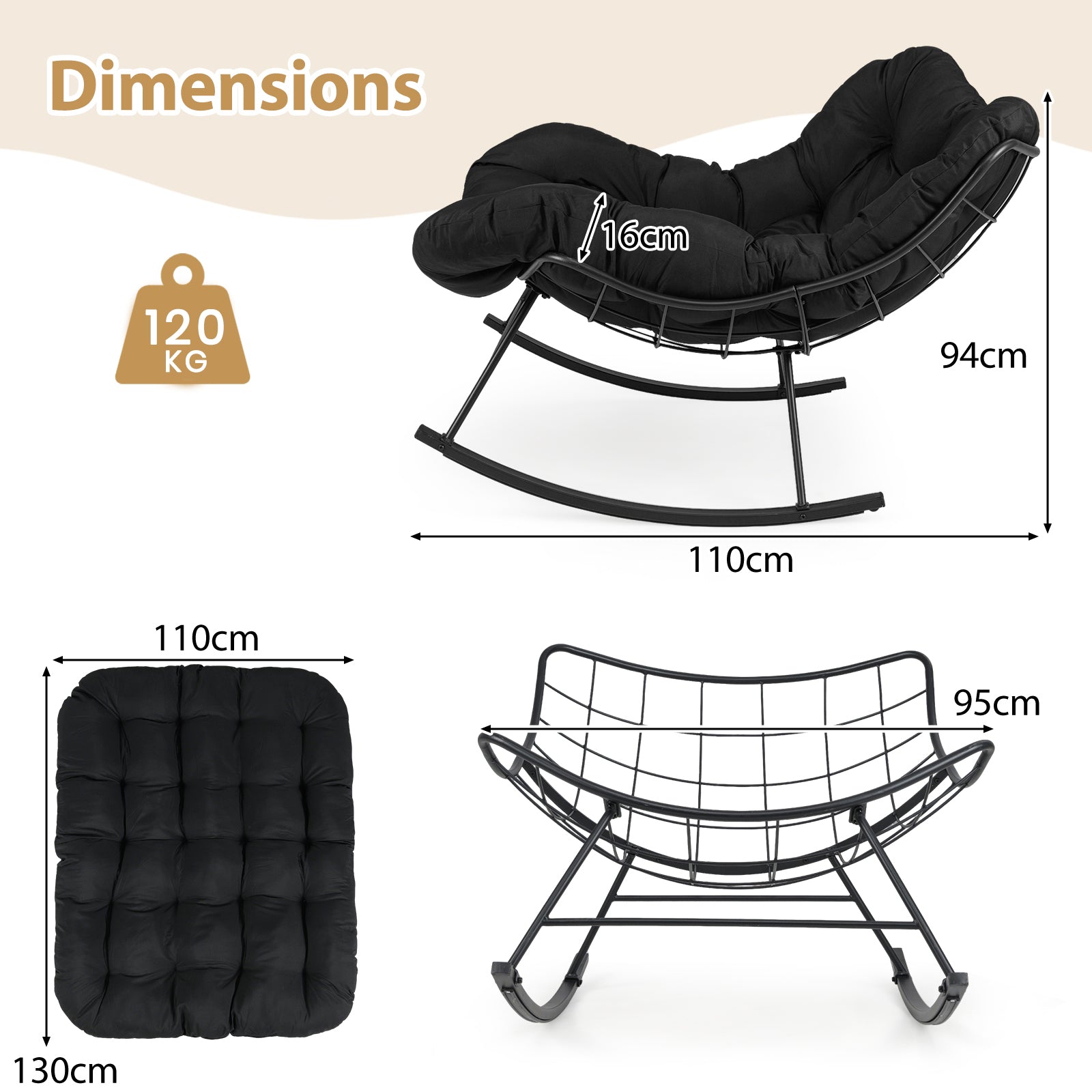 Indoor Outdoor Rocking Chair Oversized Egg Papasan Chair