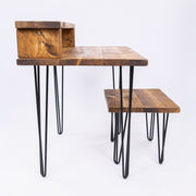 Industrial Office Desk & Stool - Rustic Hairpin Home Office Organiser - image 2