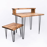 Industrial Office Desk & Stool - Rustic Hairpin Home Office Organiser - image 3