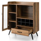 Wooden Wine Cabinet with Removable Wine Rack and Glass Holder
