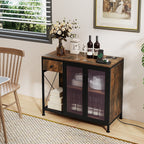 Buffet Sideboard with Power Outlets and LED Light Kitchen Storage Cabinet