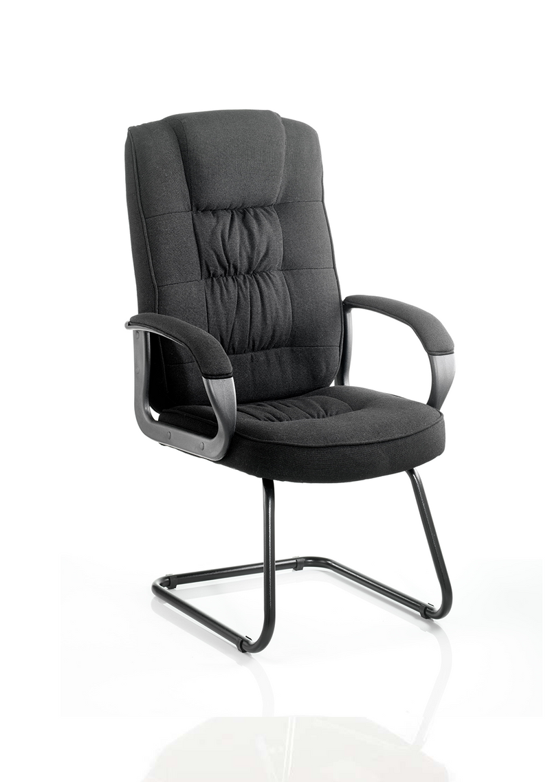 Moore Deluxe High Back Cantilever Visitor Chair - Black Fabric