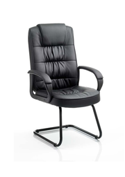 Moore Deluxe High Back Cantilever Visitor Chair - Black Leather