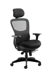 Stealth Shadow High Mesh Back Ergonomic Posture Chair – Black Airmesh with Headrest, front view