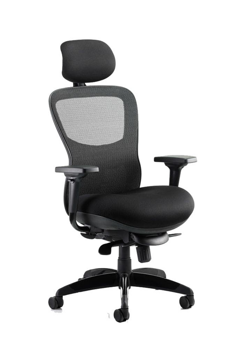 Stealth Shadow High Mesh Back Ergonomic Posture Chair – Black Airmesh with Headrest, front view