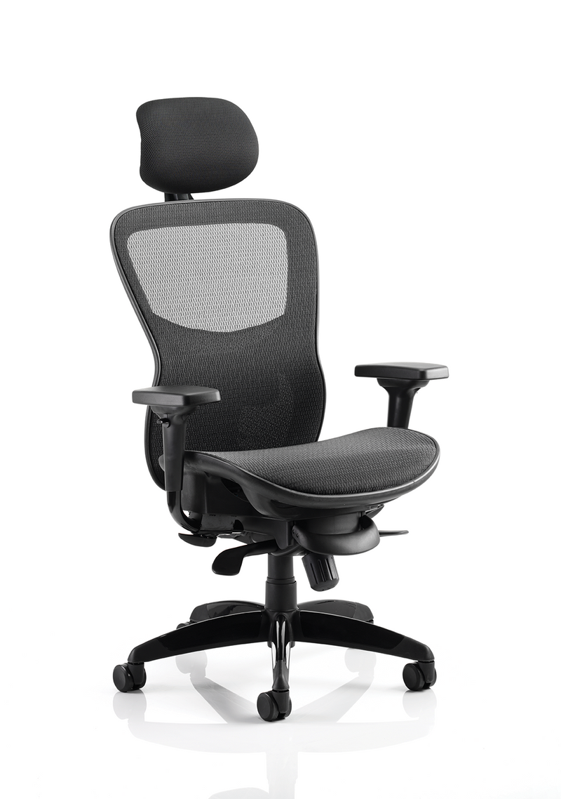 Stealth Shadow High Mesh Back Ergonomic Posture Chair – Black Mesh with Headrest, front view