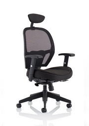 Dynamic Denver black mesh task operator chair with headrest fitted