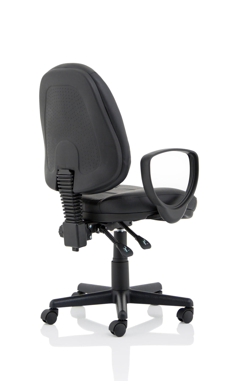 Dynamic Jackson Medium Back Black Leather Task Operator Chair