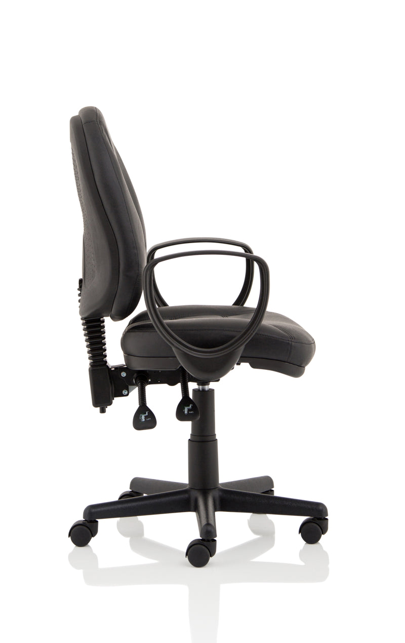 Dynamic Jackson Medium Back Black Leather Task Operator Chair