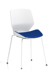 Florence White Frame Fabric Seat Visitor Chair - Bespoke Stevia Blue