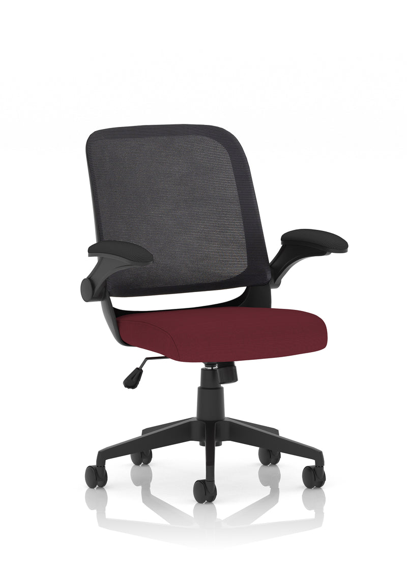 Dynamic Crew Medium Mesh Back Task Operator Chair with Folding Arms - Black