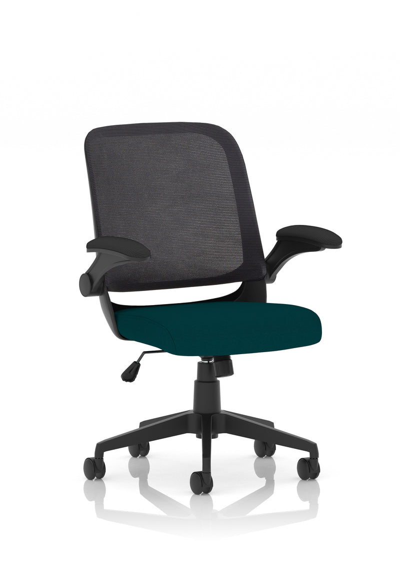 Dynamic Crew Medium Mesh Back Task Operator Chair with Folding Arms - Black