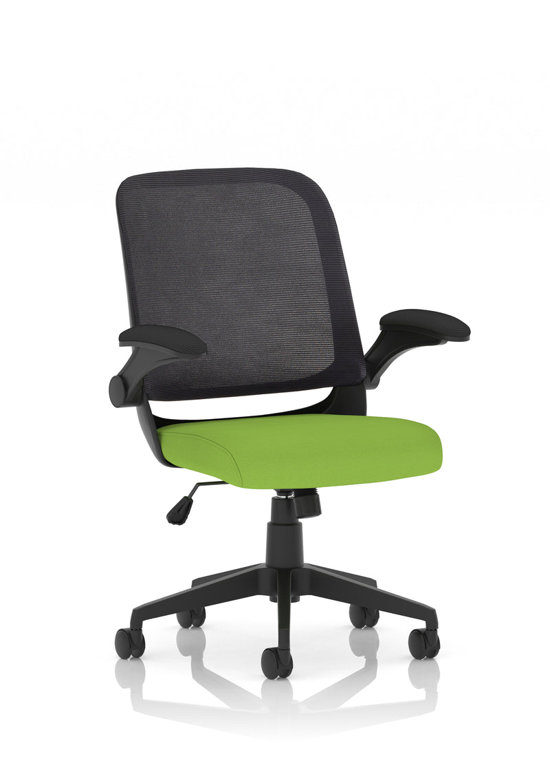 Dynamic Crew Medium Mesh Back Task Operator Chair with Folding Arms - Black