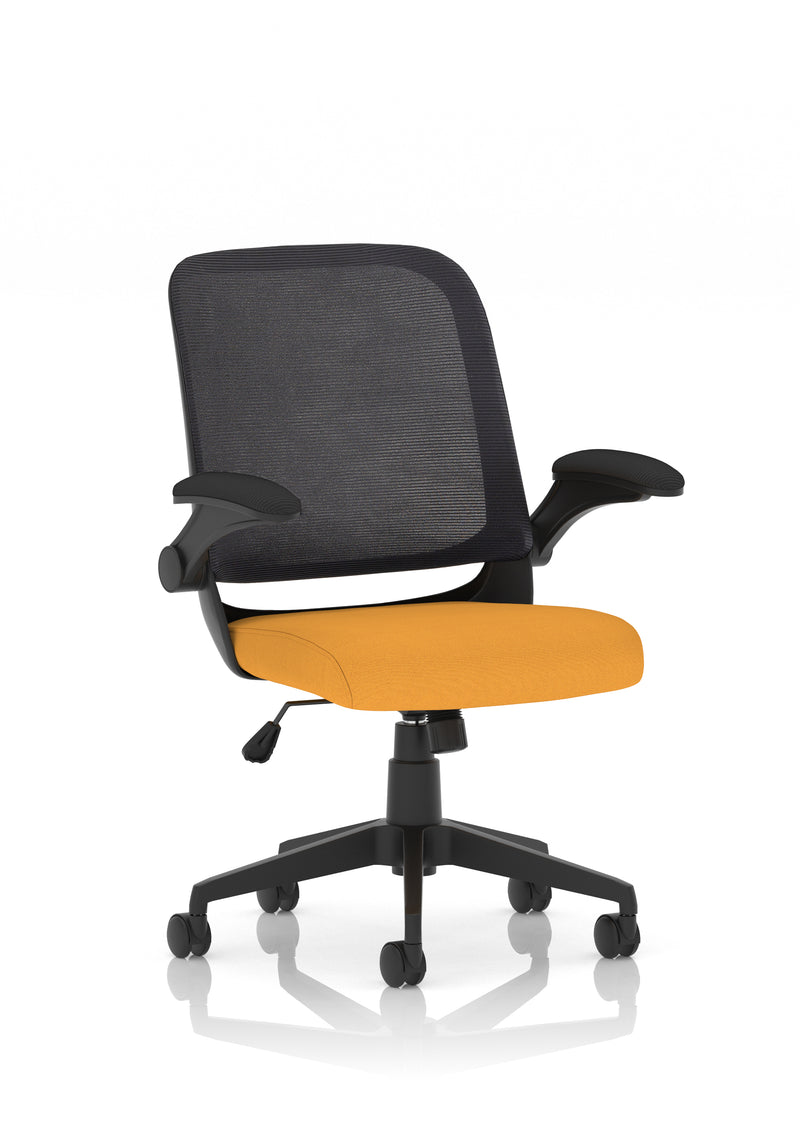 Dynamic Crew Medium Mesh Back Task Operator Chair with Folding Arms - Black
