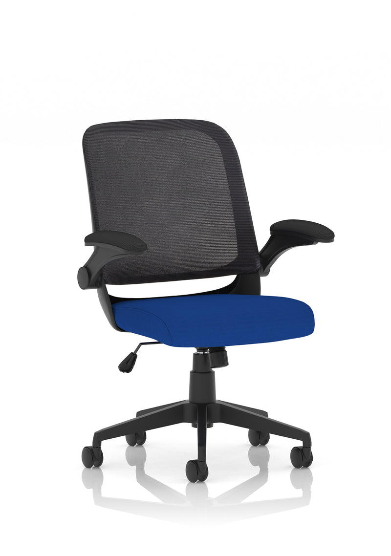 Dynamic Crew Medium Mesh Back Task Operator Chair with Folding Arms - Black