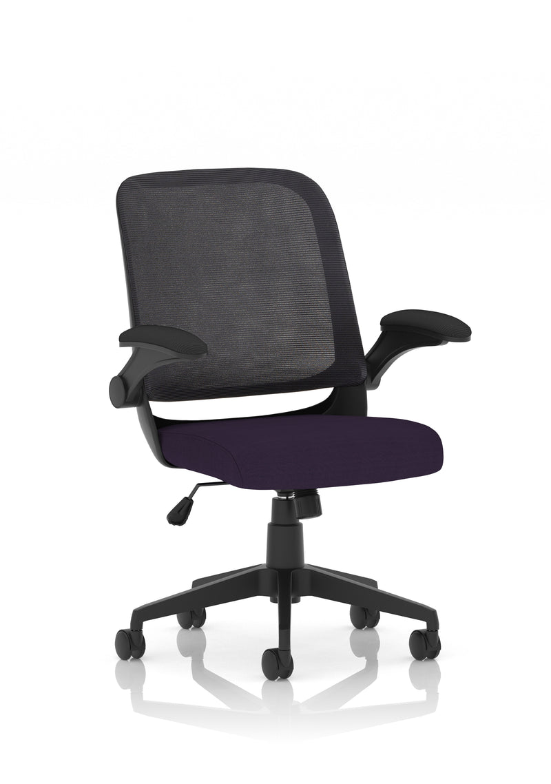 Dynamic Crew Medium Mesh Back Task Operator Chair with Folding Arms - Black