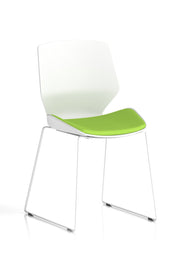 Florence Sled White Frame Fabric Seat Visitor Chair - Bespoke Myrrh Green