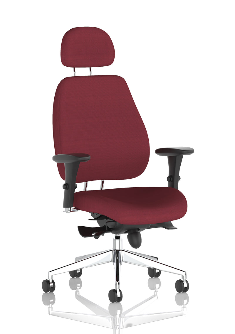 Chiro Plus High Back Ergonomic Posture Chair with Arms - bespoke fabric colour swatch, Ginseng Chilli with Headrest