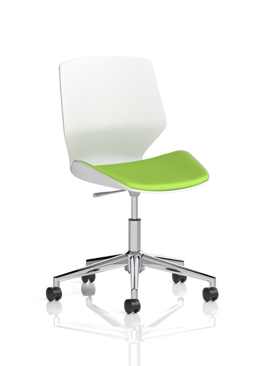 Florence 5 Star Base White Frame Fabric Visitor Chair - Bespoke Myrrh Green