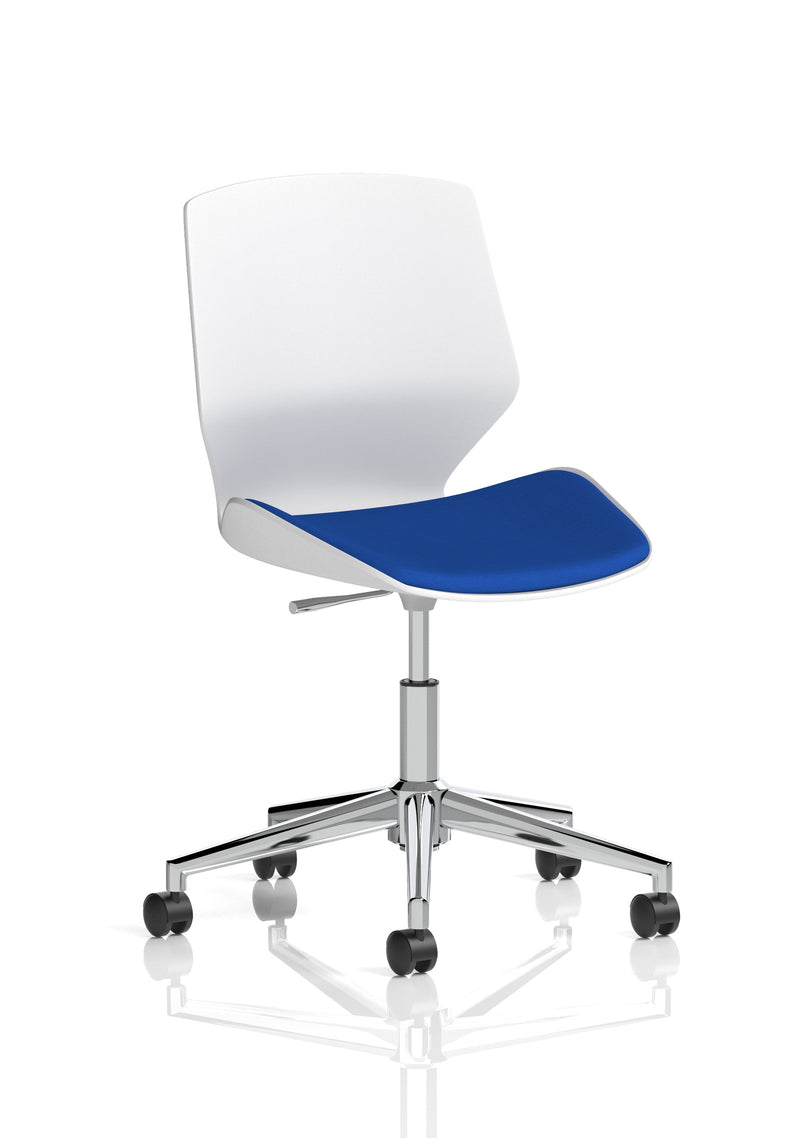 Florence 5 Star Base White Frame Fabric Visitor Chair - Bespoke Stevia Blue