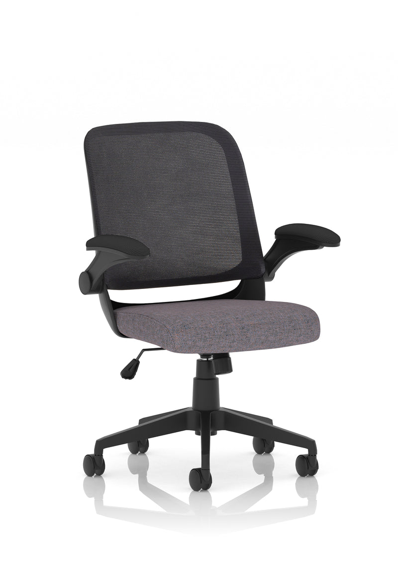 Dynamic Crew Medium Mesh Back Task Operator Chair with Folding Arms - Black