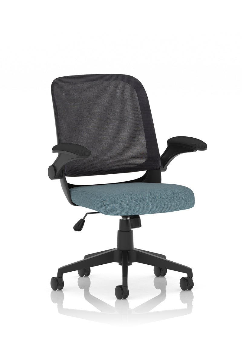 Dynamic Crew Medium Mesh Back Task Operator Chair with Folding Arms - Black