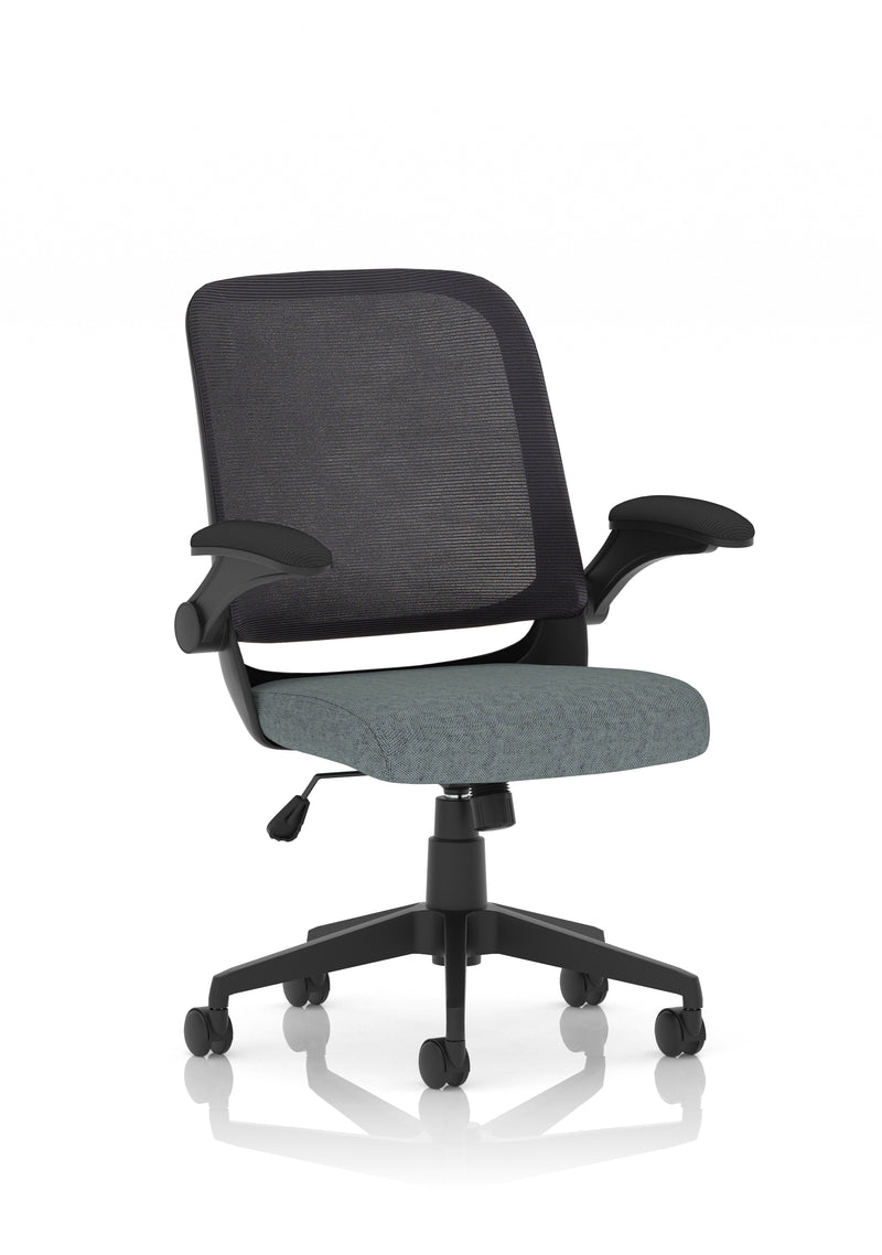 Dynamic Crew Medium Mesh Back Task Operator Chair with Folding Arms - Black